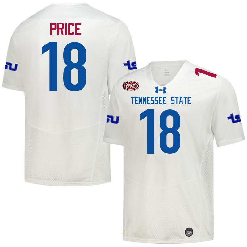Tennessee State Tigers #18 Jaylon Price College Football Jerseys,Uniforms-White